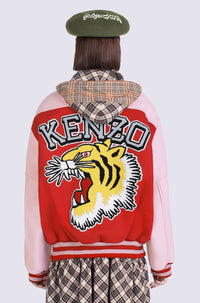 Blouson Tiger Varsity en laine et cuir - Medium Red