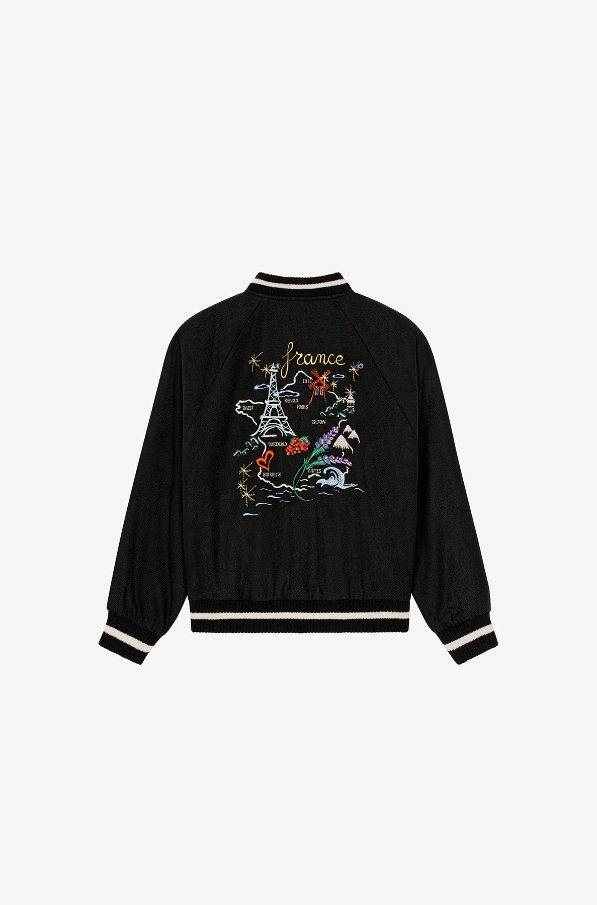 Bomber réversible France Japan en laine - Black