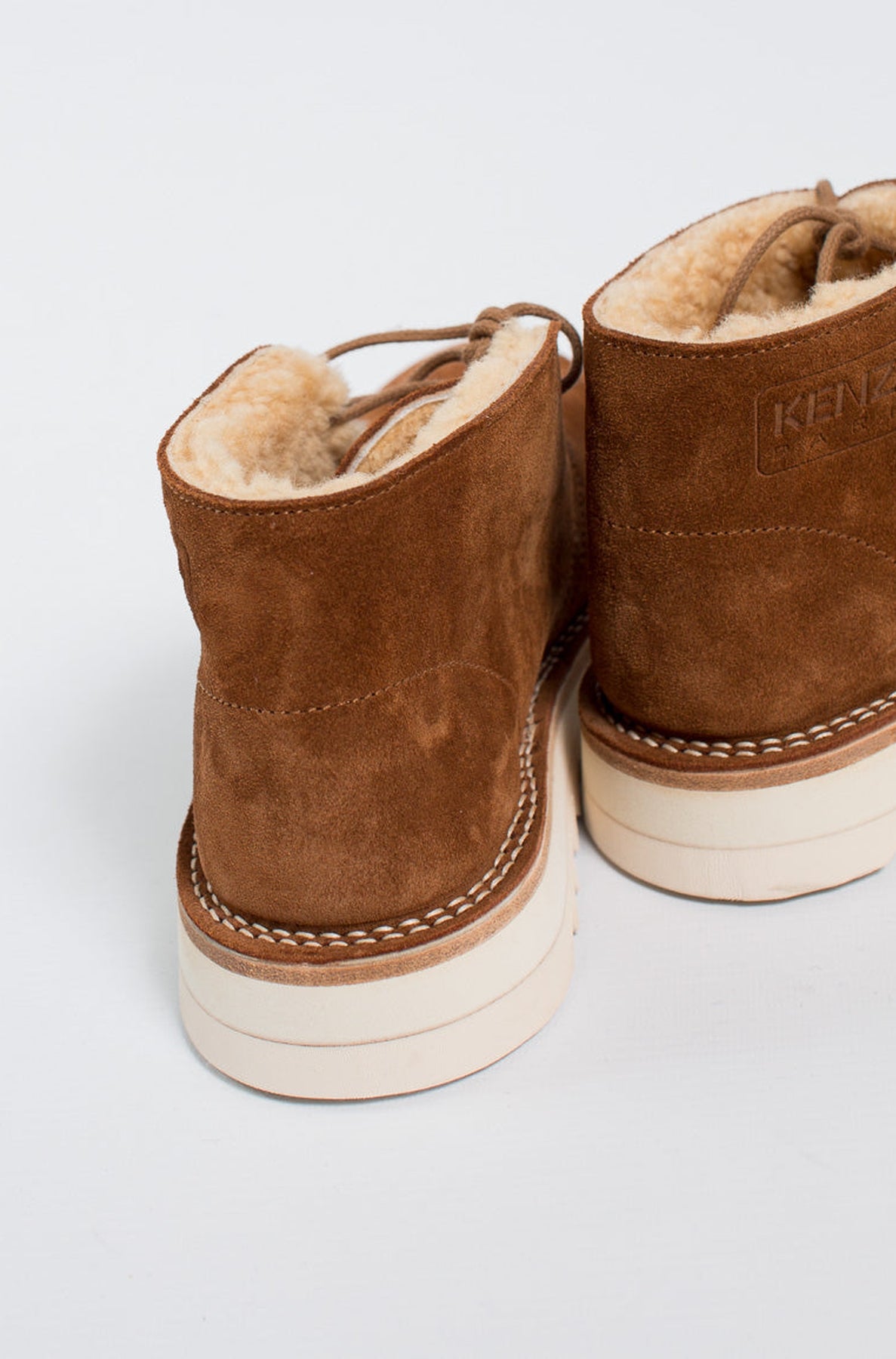 Kenzo Wave wool lace-up boots - Dark Camel