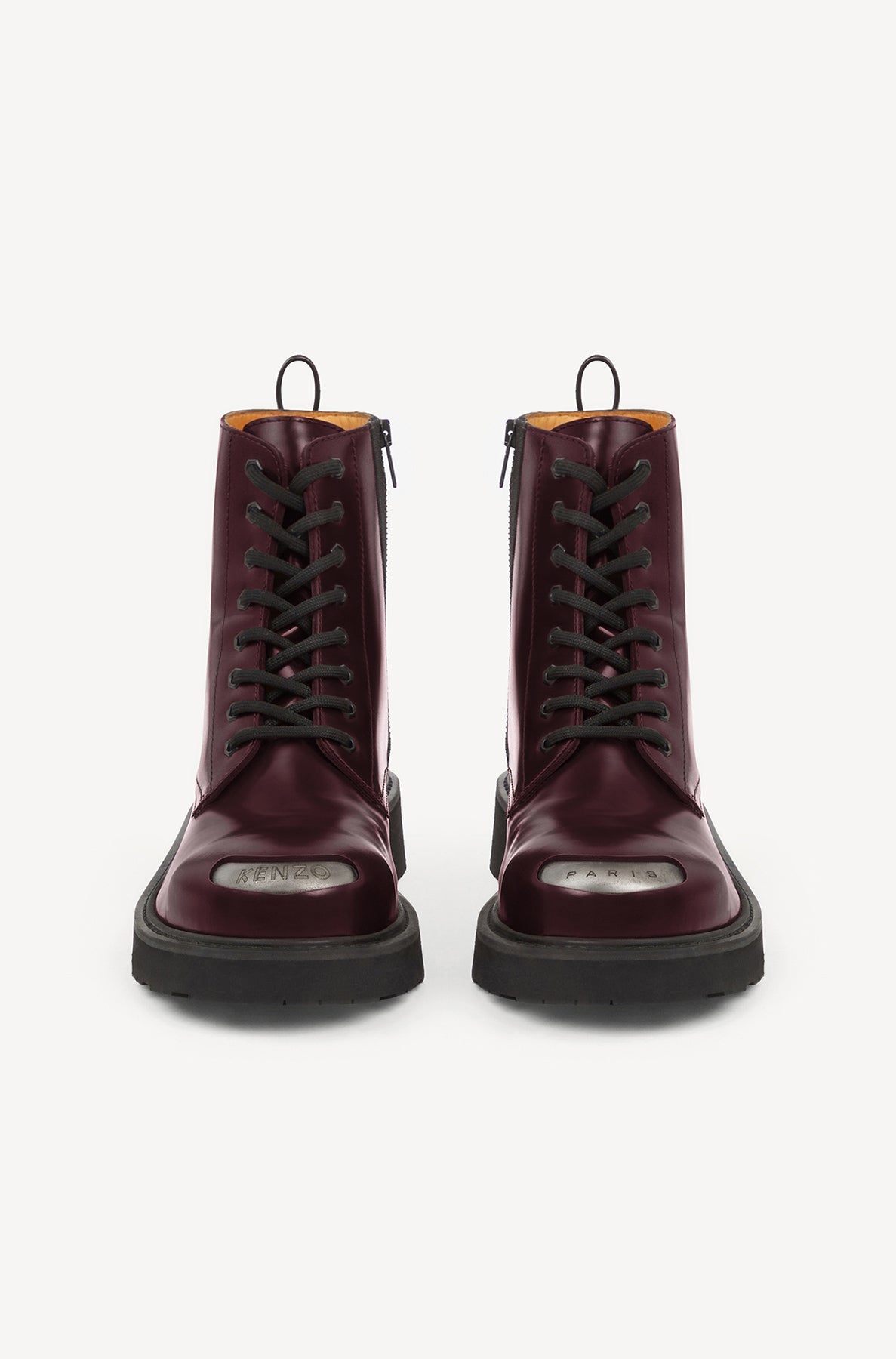 Bottines Kenzo Smile à lacets en cuir - Bordeaux