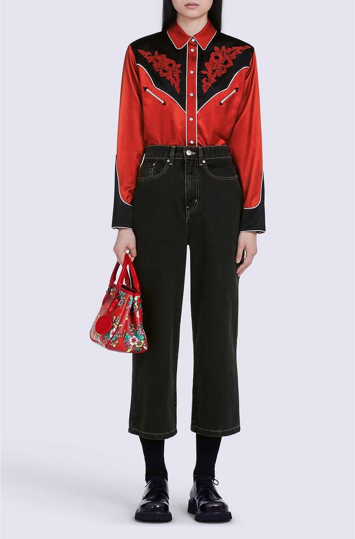 Chemise Western Flower - Medium Red