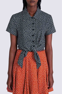 Chemise Sakura Flower à nouer - Midnight Blue