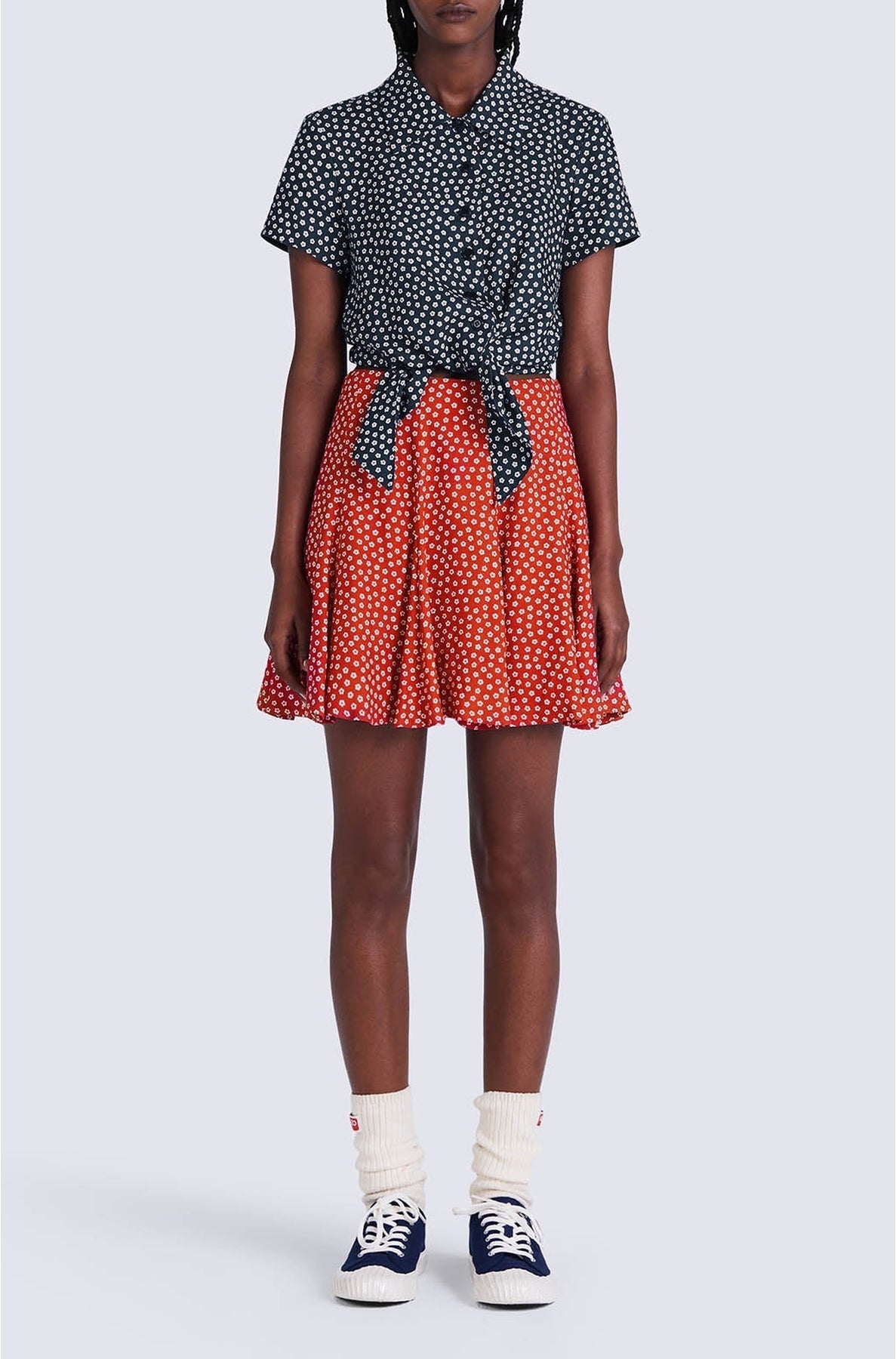 Chemise Sakura Flower à nouer - Midnight Blue