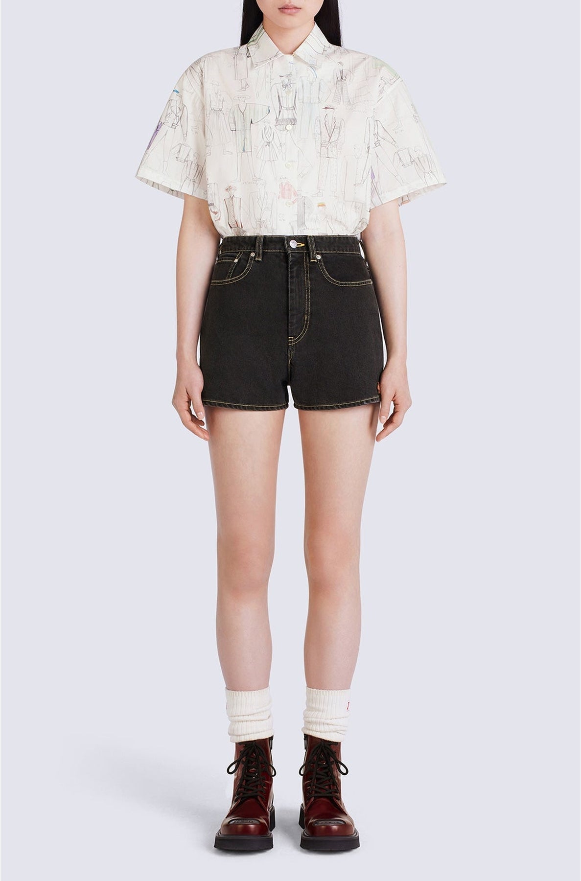 Short denim Himawari - Black