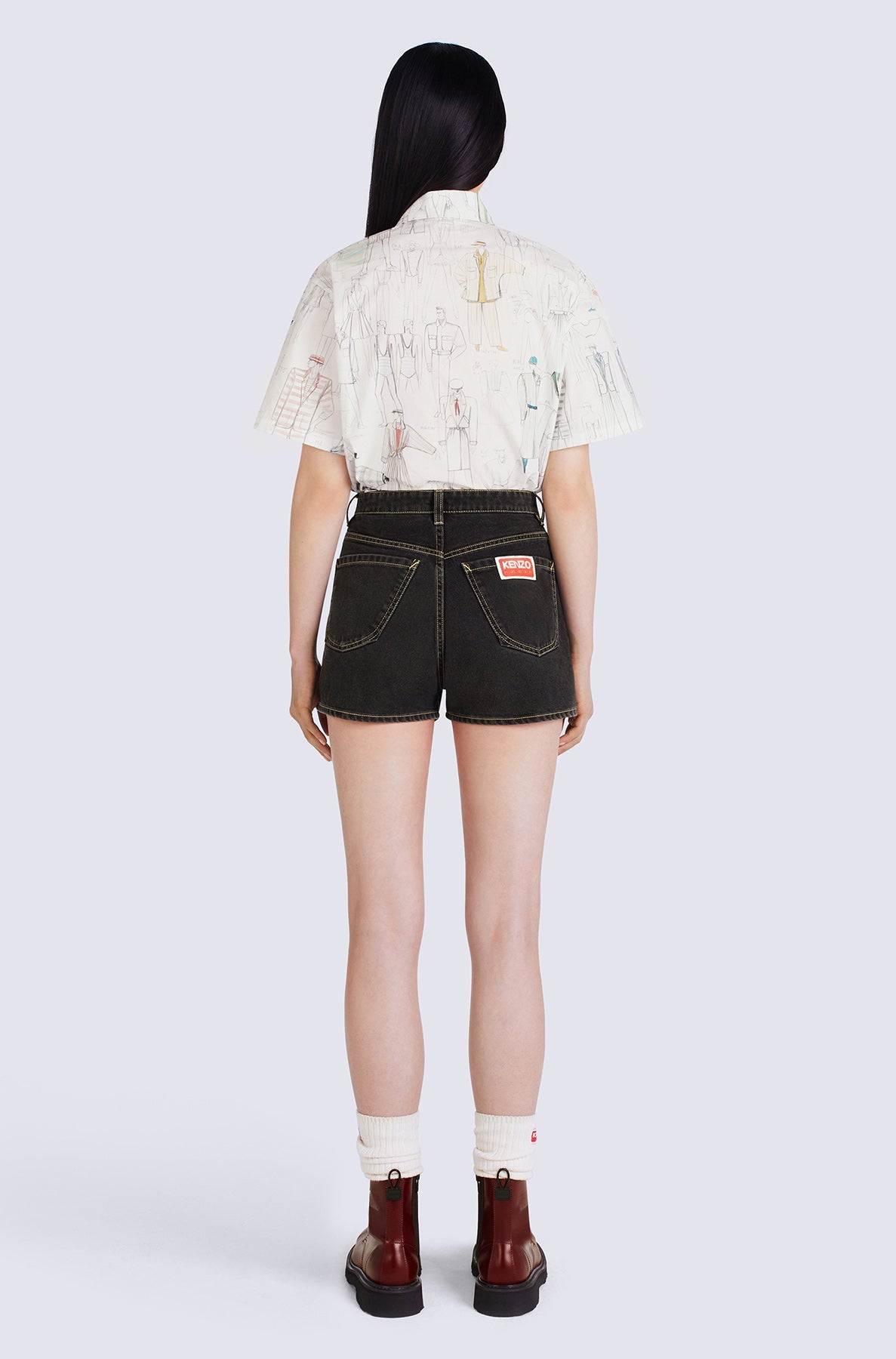 Short denim Himawari - Black