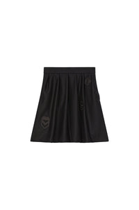 Jupe plissée en tweed en laine - Black
