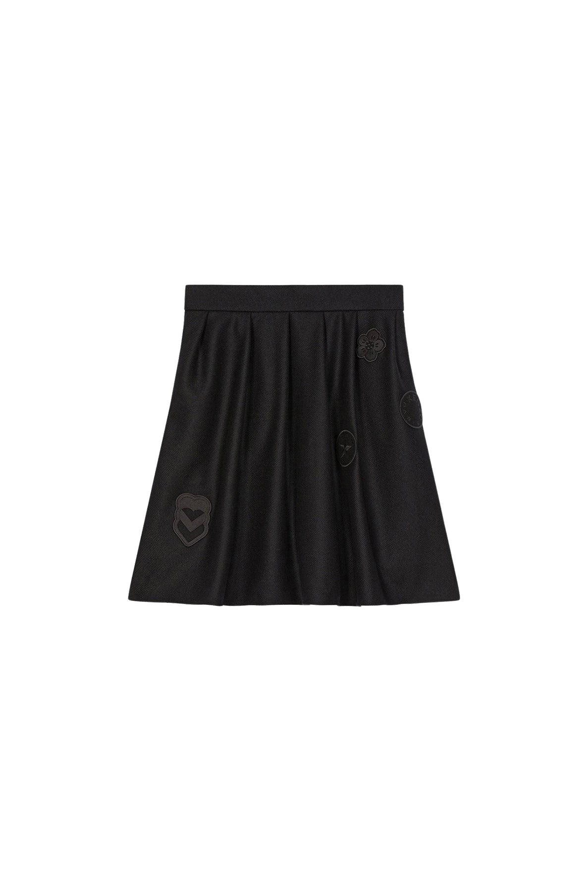 Jupe plissée en tweed en laine - Black