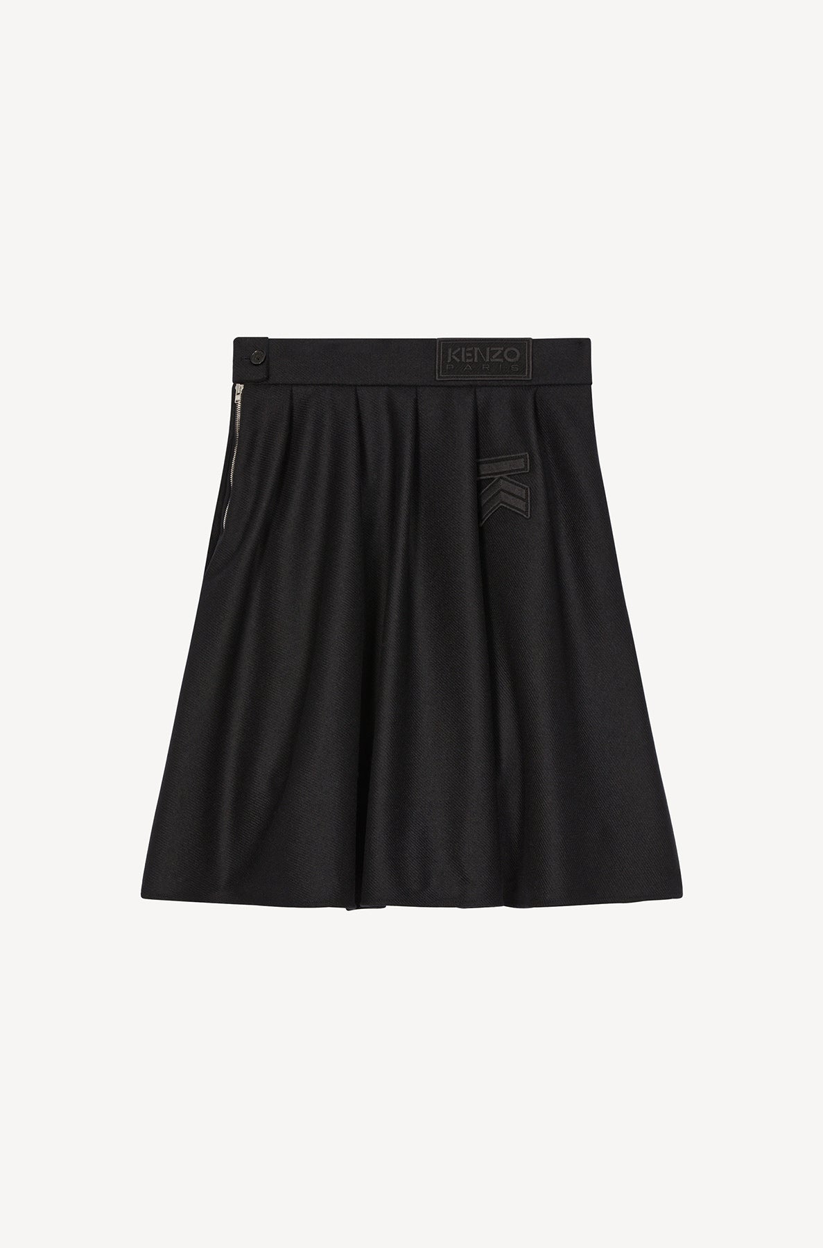 Jupe plissée en tweed en laine - Black