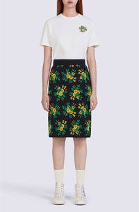 Jupe midi Pop Bouquet en laine - Black