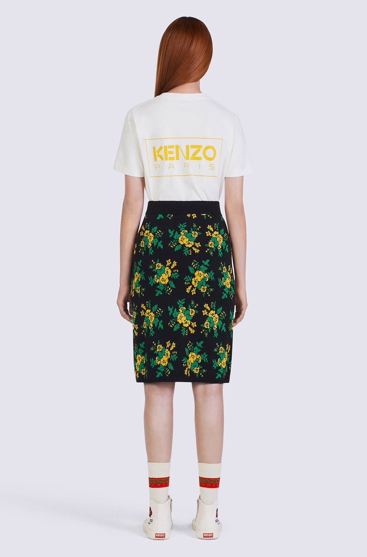 Jupe midi Pop Bouquet en laine - Black