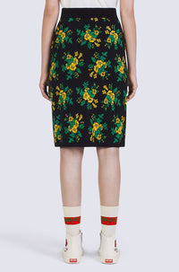 Jupe midi Pop Bouquet en laine - Black