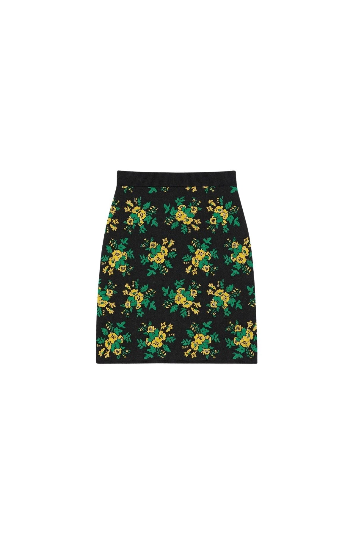 Jupe midi Pop Bouquet en laine - Black
