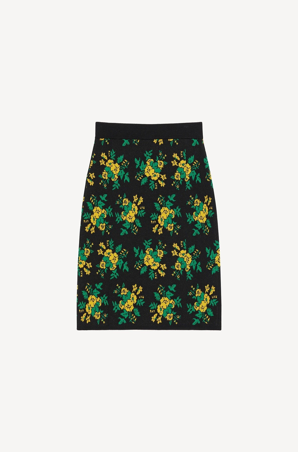 Jupe midi Pop Bouquet en laine - Black