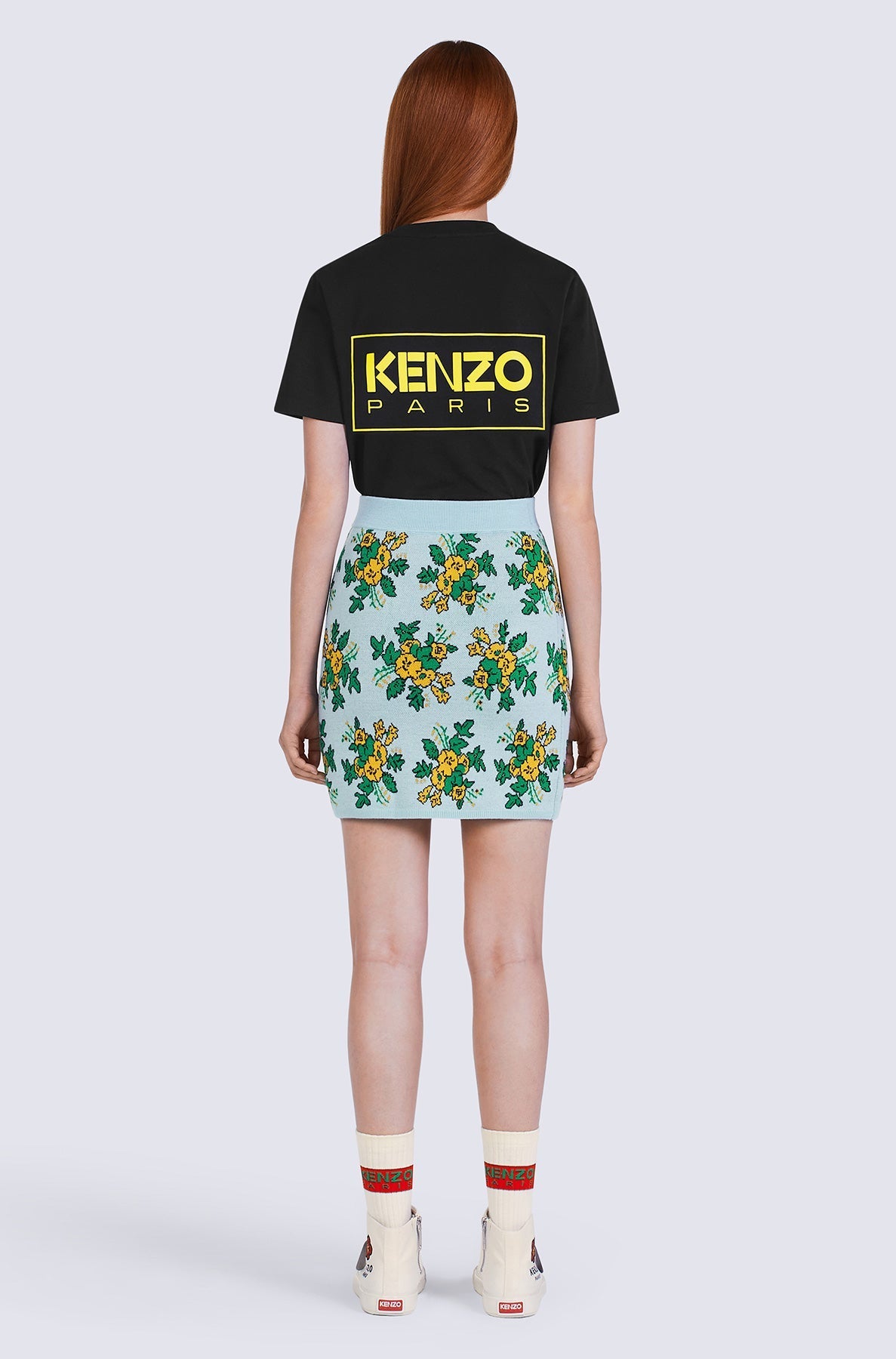 Pop Bouquet short skirt in wool - Sky Blue
