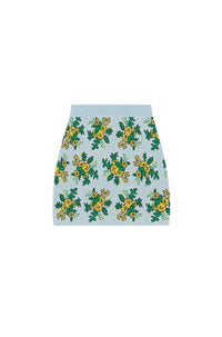 Pop Bouquet short skirt in wool - Sky Blue