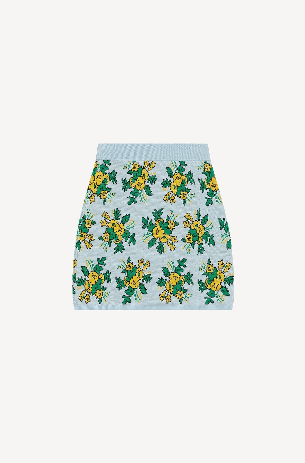 Pop Bouquet short skirt in wool - Sky Blue