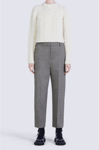 Pantalon de tailleur croppé à carreaux en laine - Sky Blue