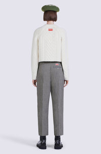 Pantalon de tailleur croppé à carreaux en laine - Sky Blue