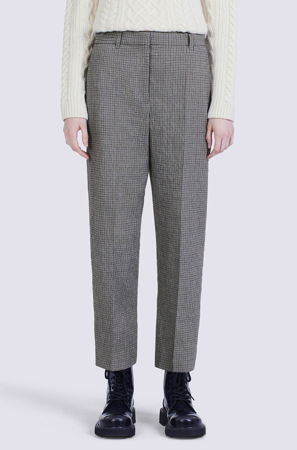 Pantalon de tailleur croppé à carreaux en laine - Sky Blue