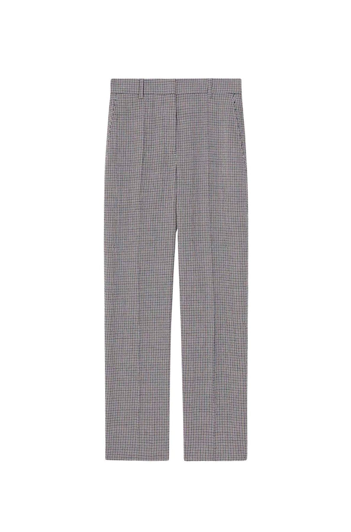 Pantalon de tailleur croppé à carreaux en laine - Sky Blue