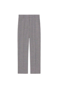Wool check cropped suit trousers - Sky Blue