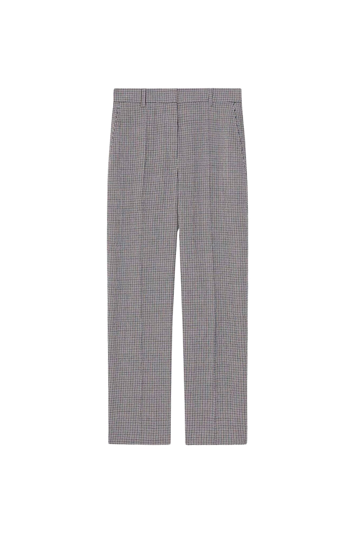 Wool check cropped suit trousers - Sky Blue