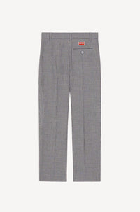 Pantalon de tailleur croppé à carreaux en laine - Sky Blue