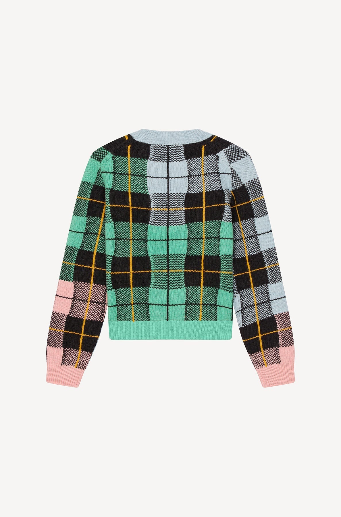 Pull jacquard à carreaux - Rose