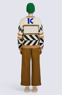 Pull Cowichan jacquard en laine - Beige