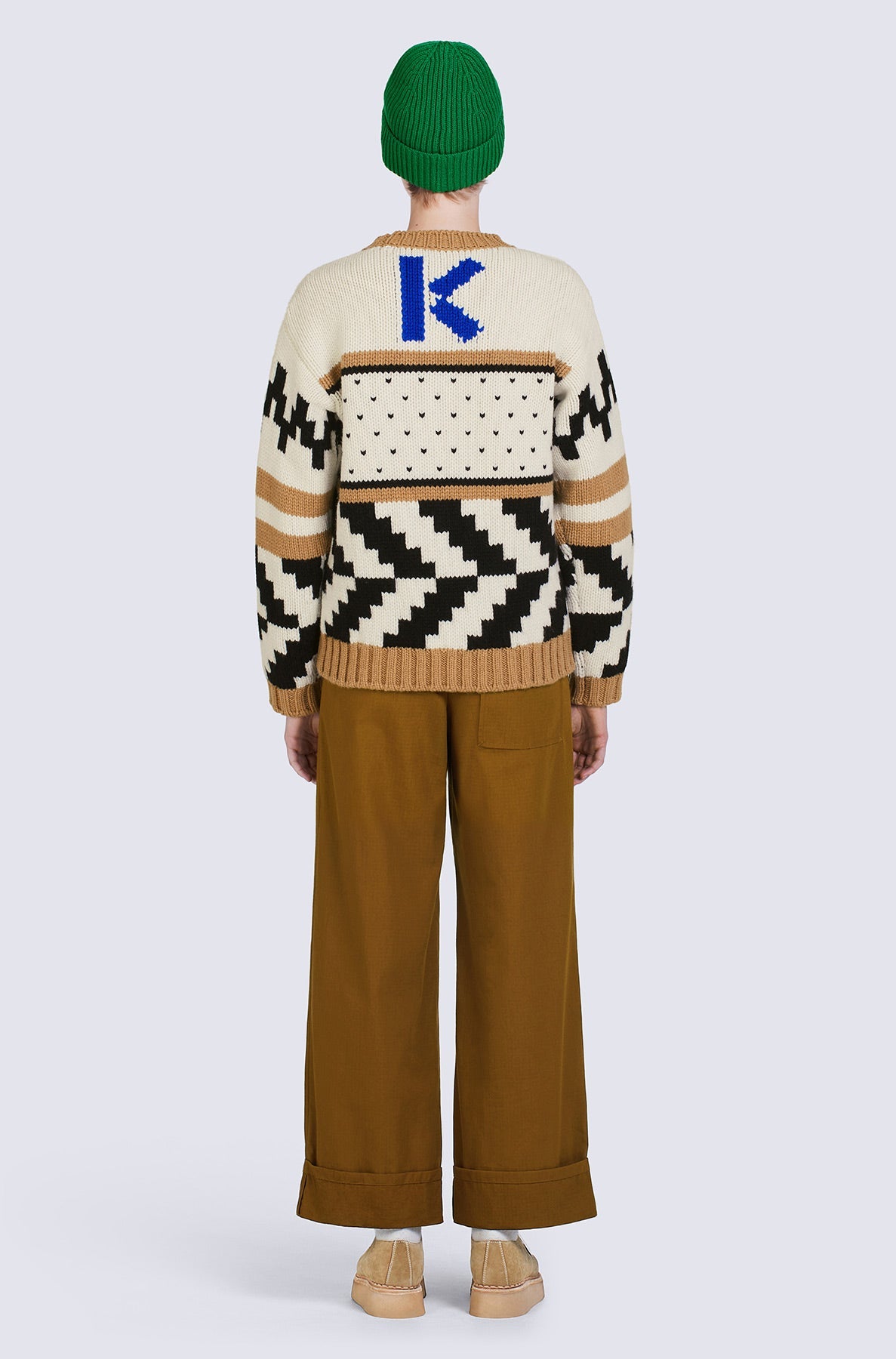 Pull Cowichan jacquard en laine - Beige