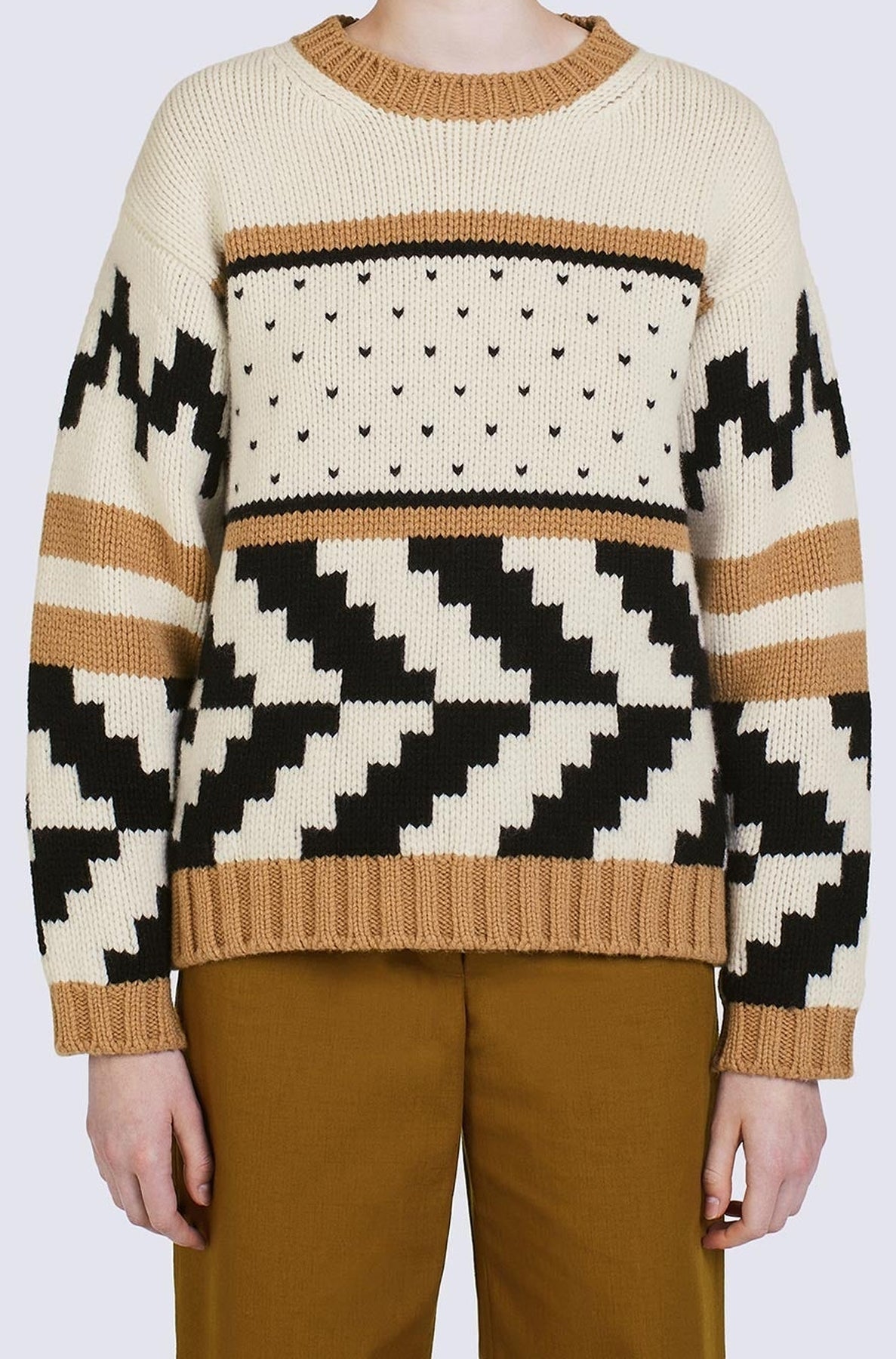 Pull Cowichan jacquard en laine - Beige