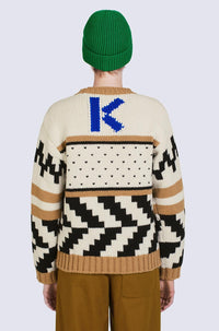 Pull Cowichan jacquard en laine - Beige