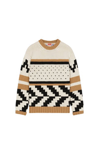 Pull Cowichan jacquard en laine - Beige