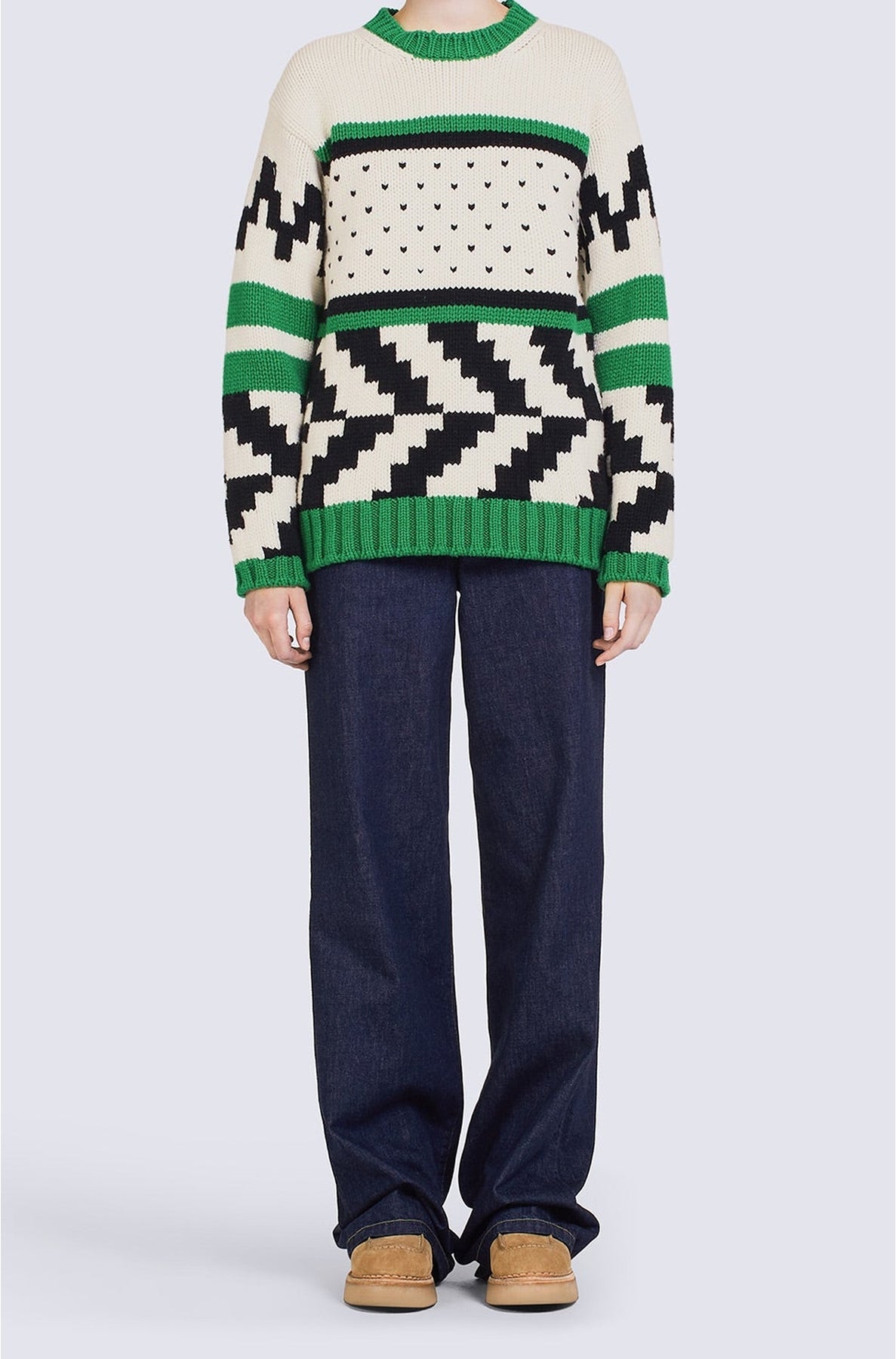 Cowichan wool jacquard jumper - Grass Green