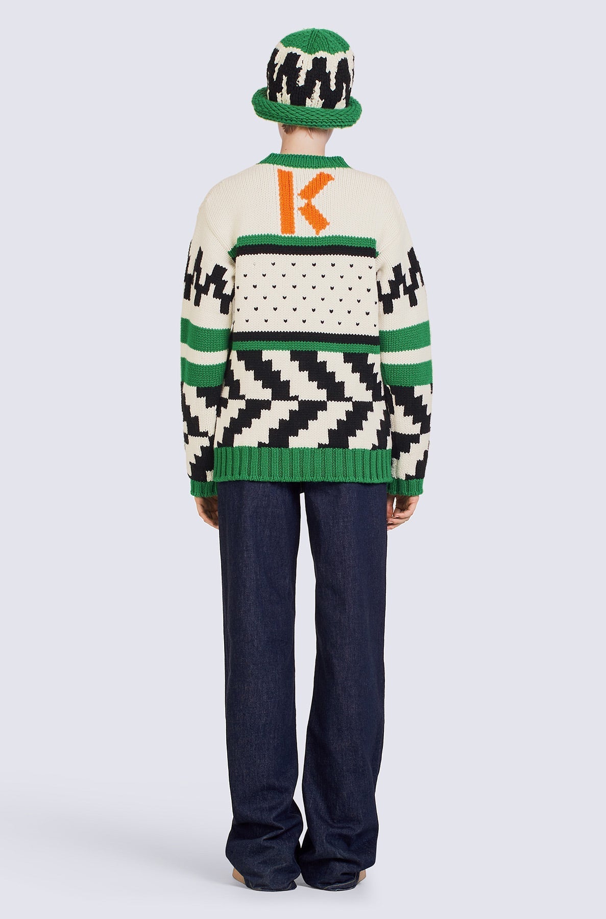 Cowichan wool jacquard jumper - Grass Green