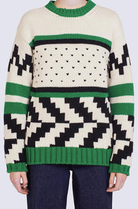 Cowichan wool jacquard jumper - Grass Green