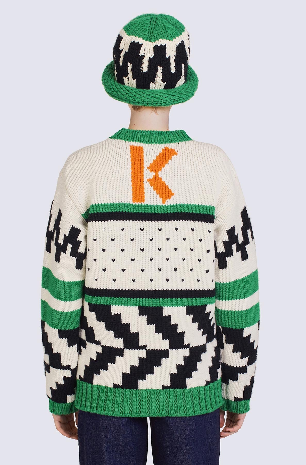 Cowichan wool jacquard jumper - Grass Green