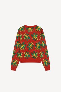 Pop Bouquet jumper in wool - Medium Red