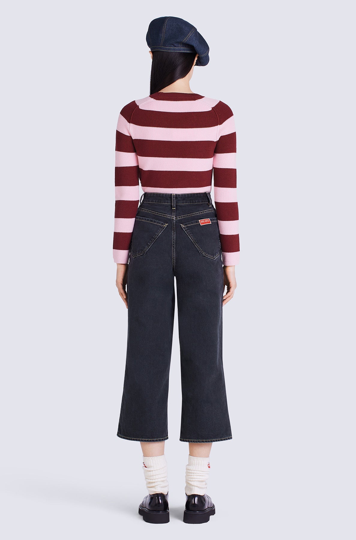 Pull à rayures en laine - Rose