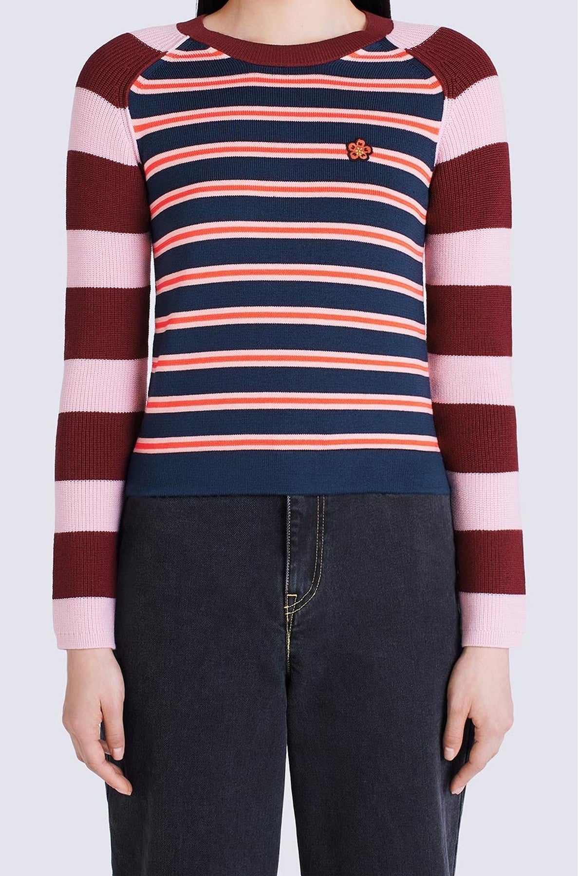 Pull à rayures en laine - Rose
