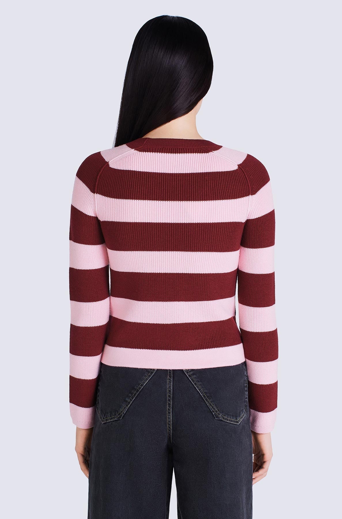 Pull à rayures en laine - Rose