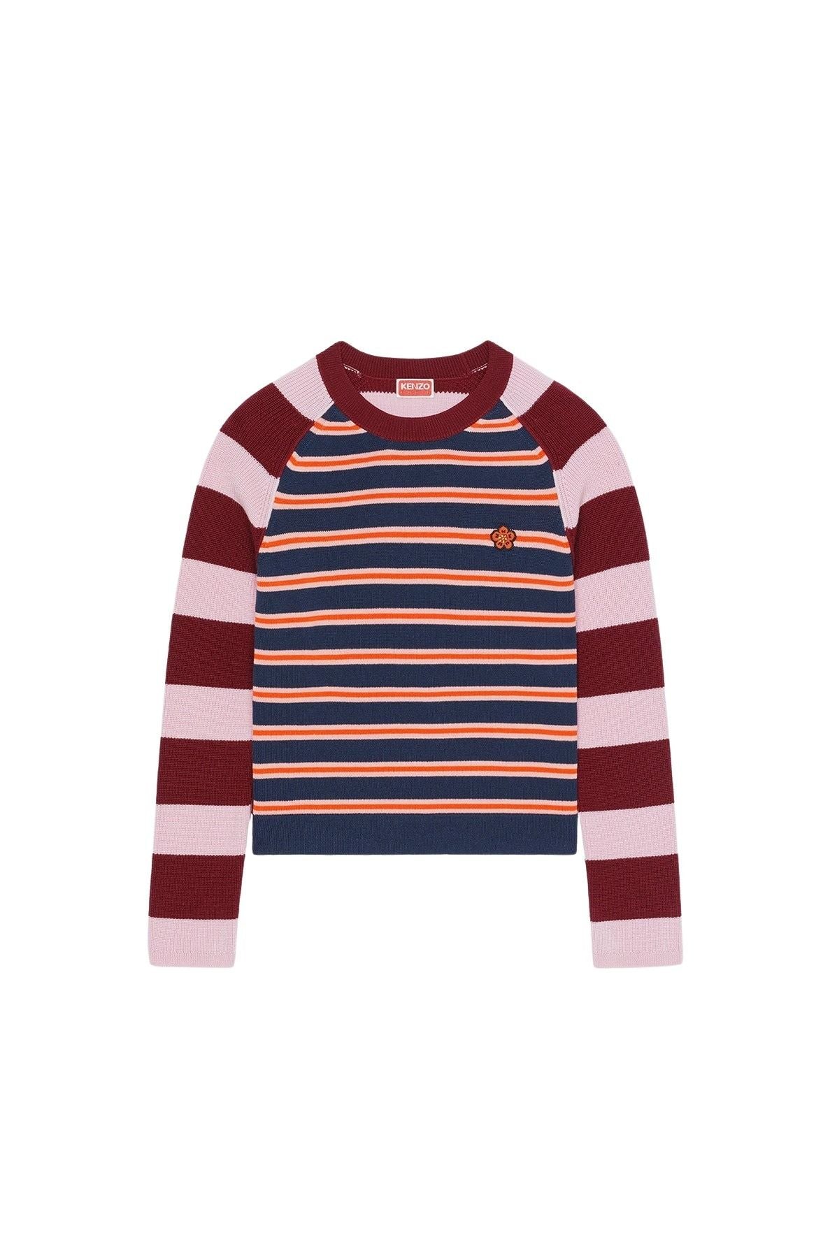Pull à rayures en laine - Rose