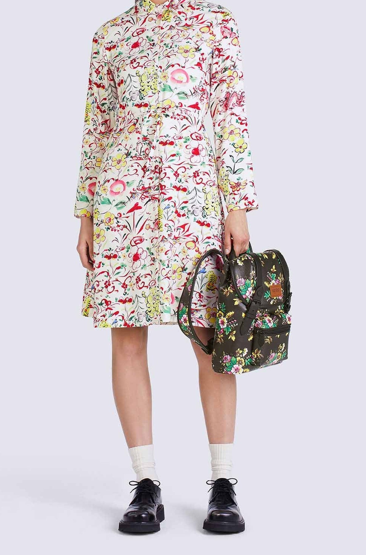 Printed Belted Shirting Dress