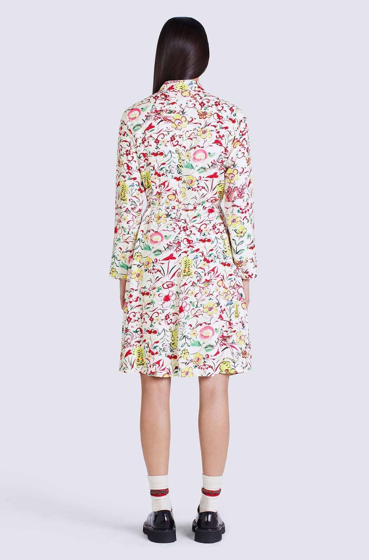 Printed Belted Shirting Dress