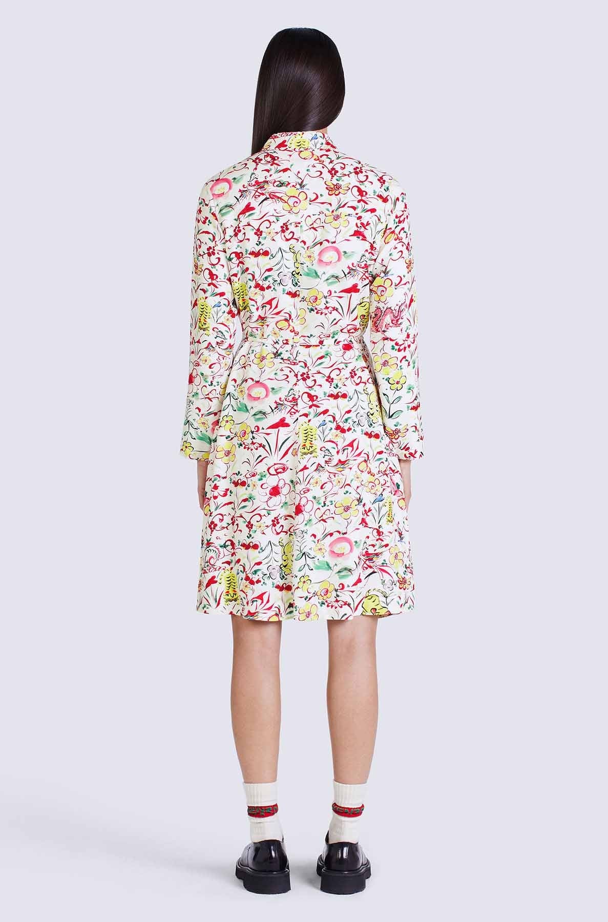 Printed Belted Shirting Dress