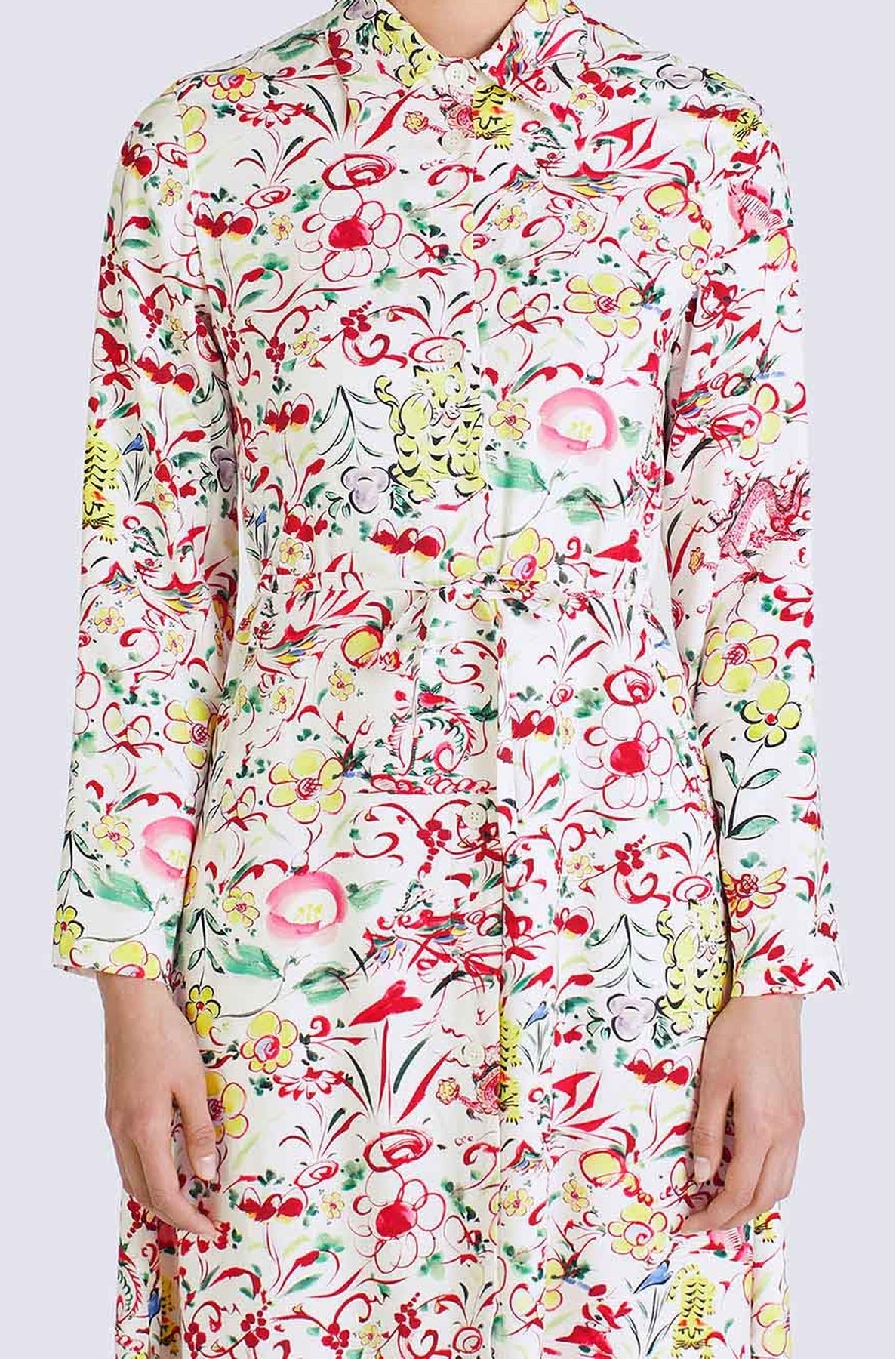 Printed Belted Shirting Dress