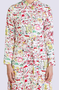 Printed Belted Shirting Dress