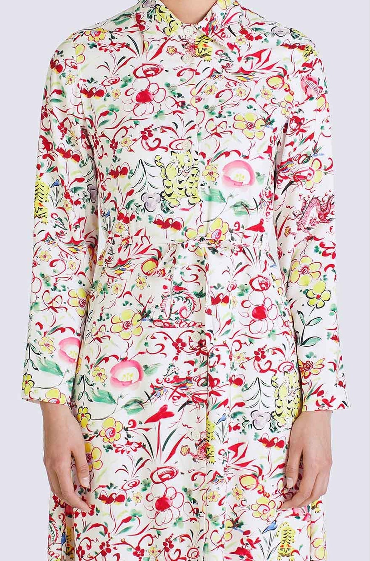 Printed Belted Shirting Dress