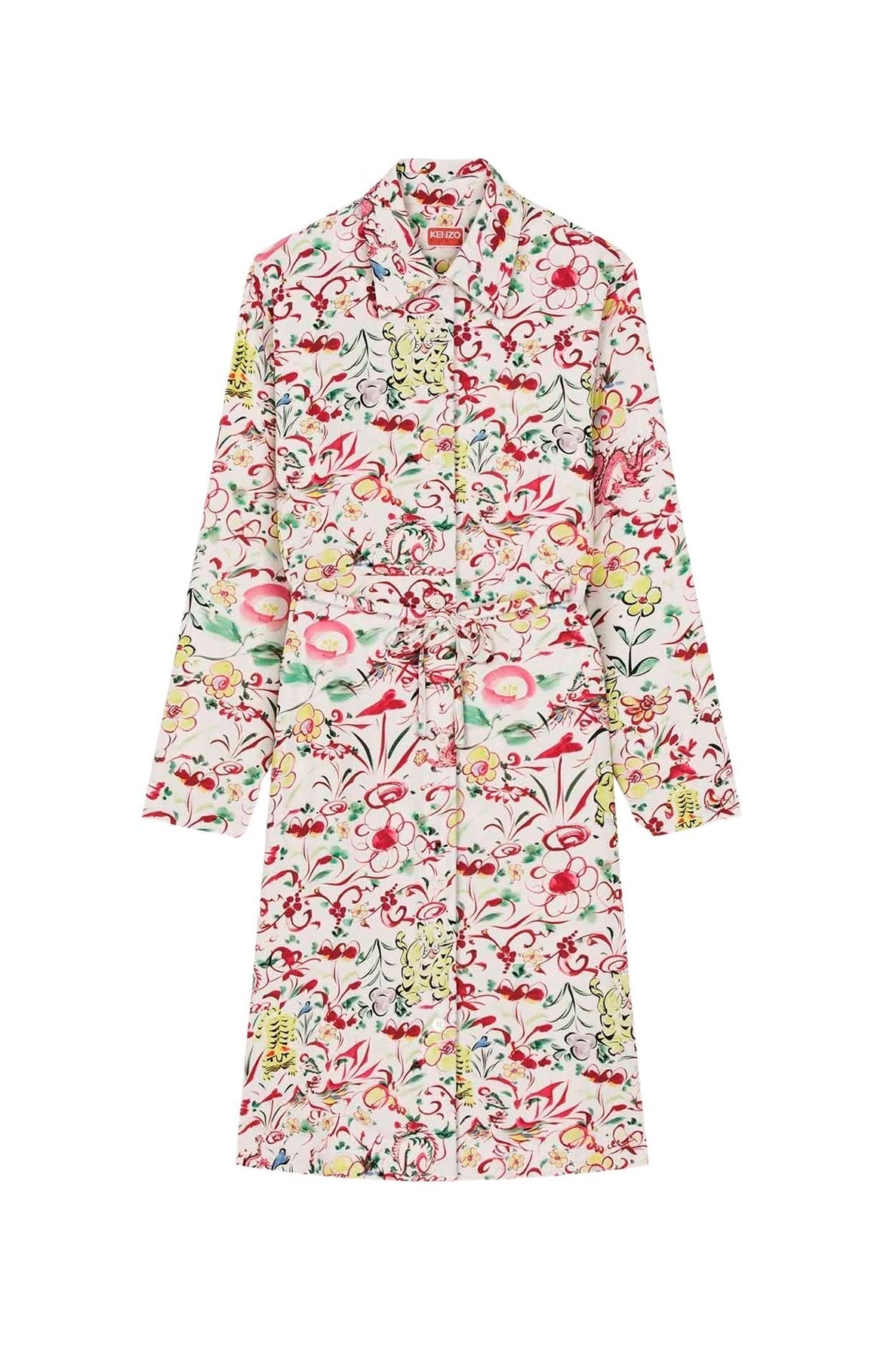 Printed Belted Shirting Dress