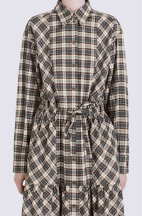 Robe chemise midi à carreaux - Moroccan Brown
